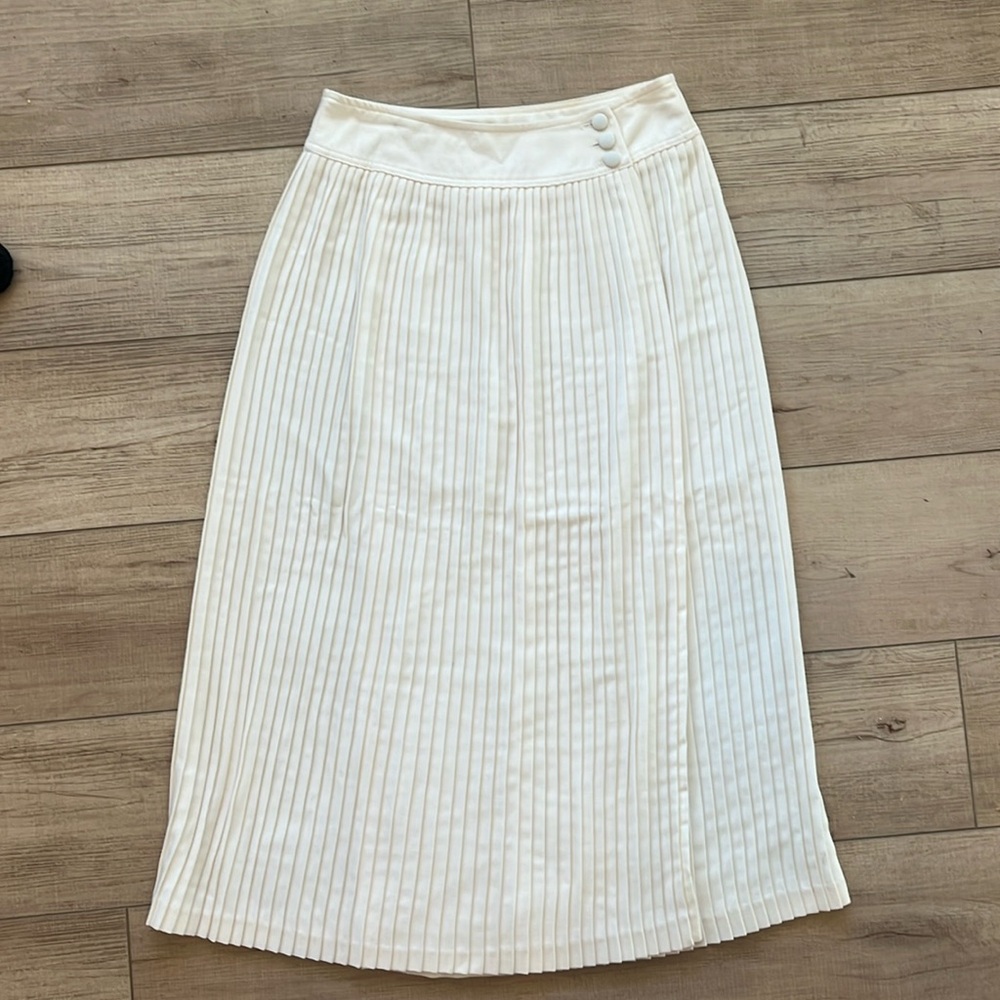 Worthington Vintage Cream Midi Pleated Skirt- made in USA